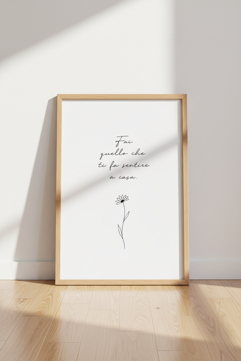 Italian Quote Flower Wall Art | Minimalist Home Decor | Daisy Poster Print
