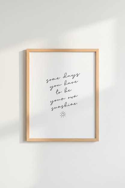 Sunshine Quote Wall Art | Minimalist Script Poster, Office Decor