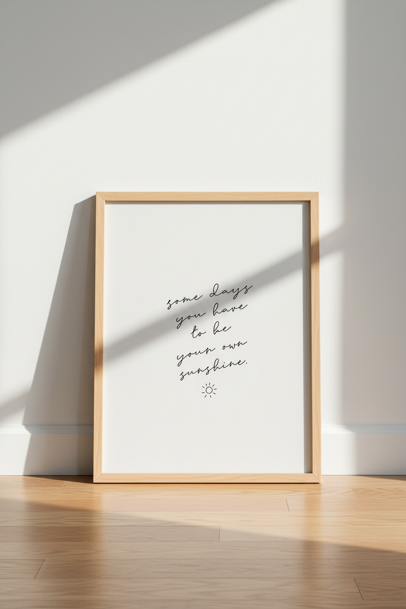 Sunshine Quote Wall Art | Minimalist Script Poster, Office Decor
