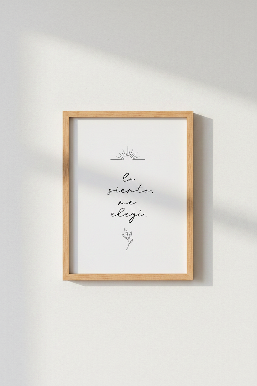 Spanish Quote Wall Art | Lo siento me elegi Script, Minimalist Self Care Poster