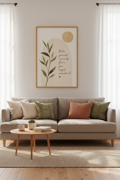Self Care Quote Wall Art Print | Boho Mental Health Poster | Minimalist Decor