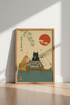 Animals Playing Mahjong Art Print | Japanese Style Poster | Shiba Inu & Cat Decor