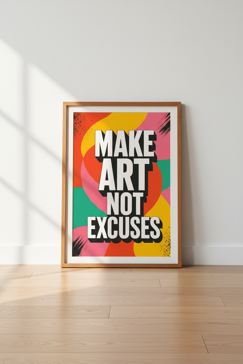 Make Art Not Excuses Print | Bold Studio Decor | Colorful Abstract Poster
