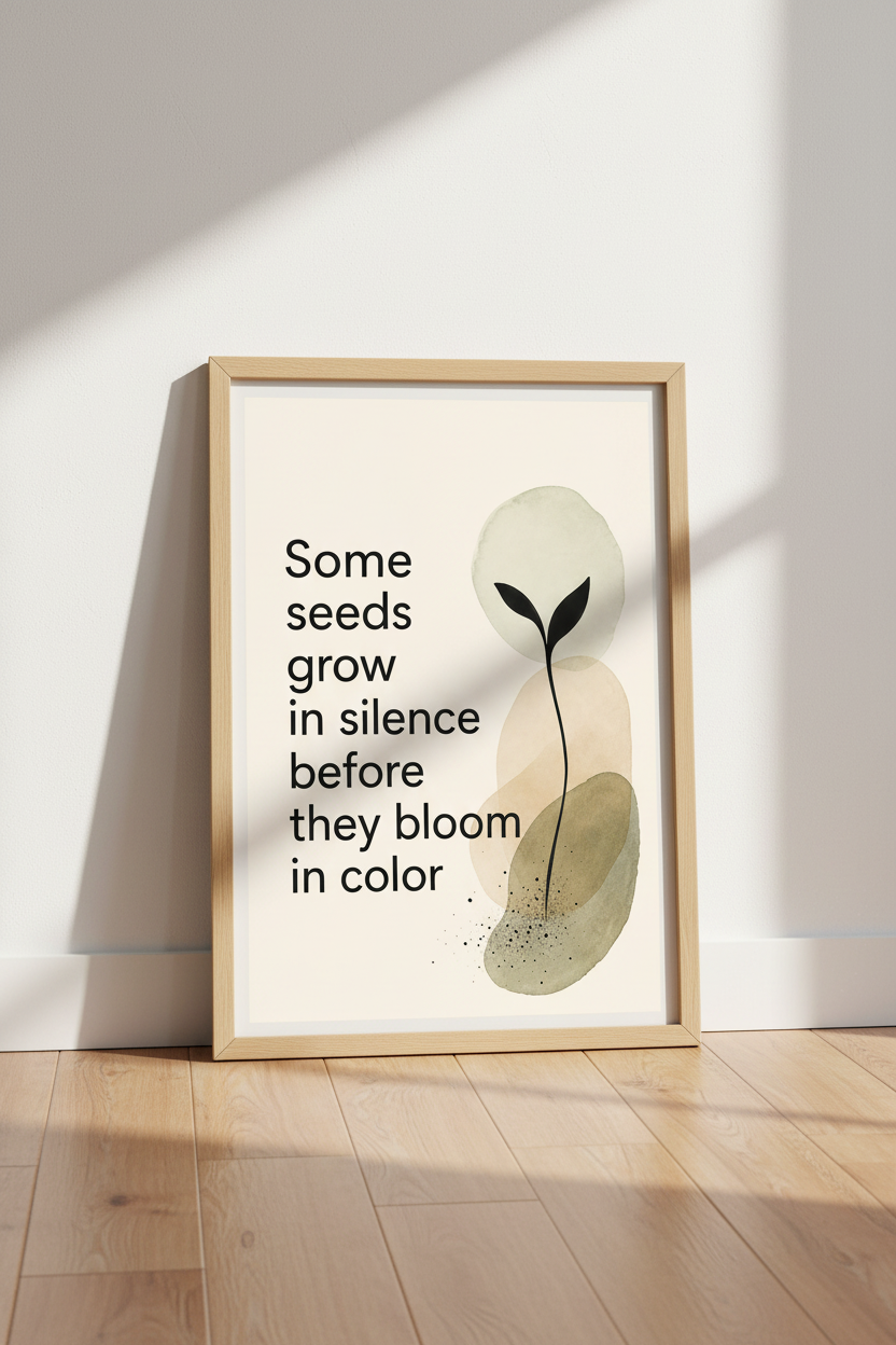 Inspirational Seed Quote Wall Art | Sage Green Boho Decor | Minimalist Poster