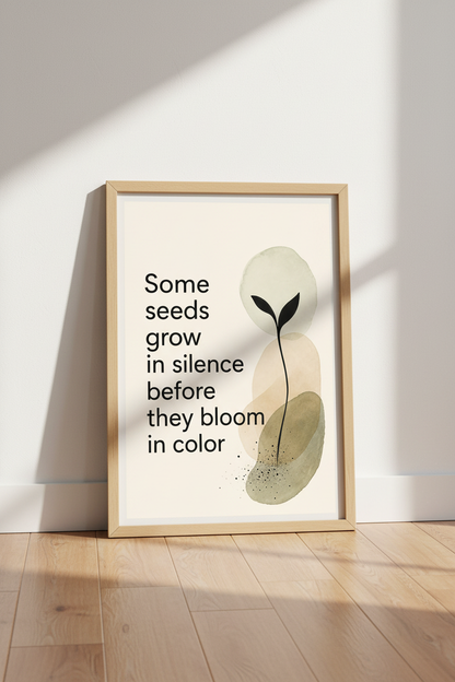 Inspirational Seed Quote Wall Art | Sage Green Boho Decor | Minimalist Poster