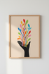 Abstract Botanical Hand Art | Colorful Growth Poster, Modern Boho Home Decor