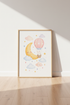 Watercolor Bunny Hot Air Balloon Wall Art | Nursery Decor | Pastel Whimsical Poster