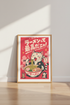 Japanese Ramen Cat Wall Art | Red Retro Anime Poster | Kitchen Decor Aesthetic