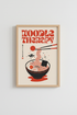 noodle wall art | retro Japanese ramen poster, red & black vibe | living room decor
