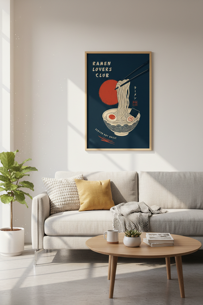 Retro Ramen Bowl Wall Art | Japanese Food Poster, Kitchen &amp; Dining Decor
