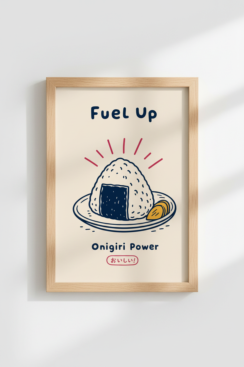 Japanese Food Wall Art Print | Cute Onigiri Kitchen Decor | Kawaii Japanese Poster