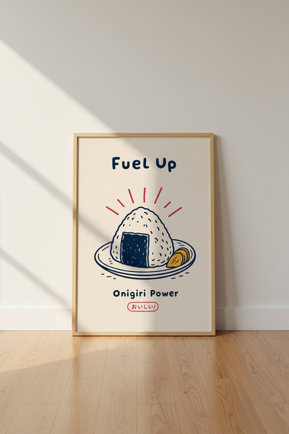 Japanese Food Wall Art Print | Cute Onigiri Kitchen Decor | Kawaii Japanese Poster