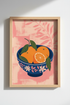 Citrus Fruit Art Print | Modern Kitchen Decor | Pink and Blue Mediterranean Poster
