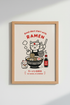 Ramen Cat Wall Art Print | Japanese Kitchen Decor | Cute Kawaii Food Poster