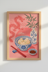 Chinese Food Wall Art Print | Pink Dragon & Dumplings | Modern Kitchen Decor