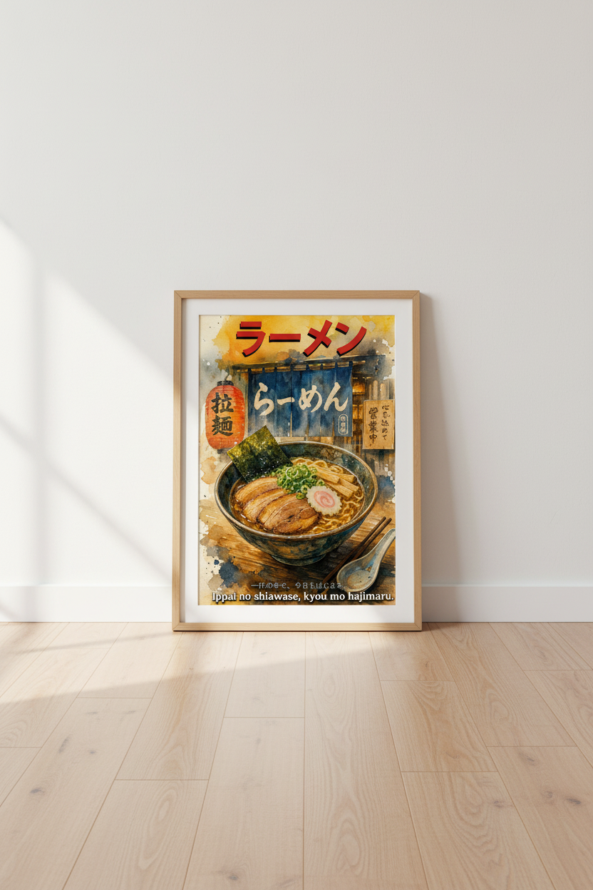 Watercolor Ramen Wall Art Print | Kitchen Decor | Cozy Poster