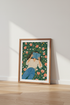 Girl Reading in Meadow Art | Botanical Book Lover Poster, Reading Nook Decor