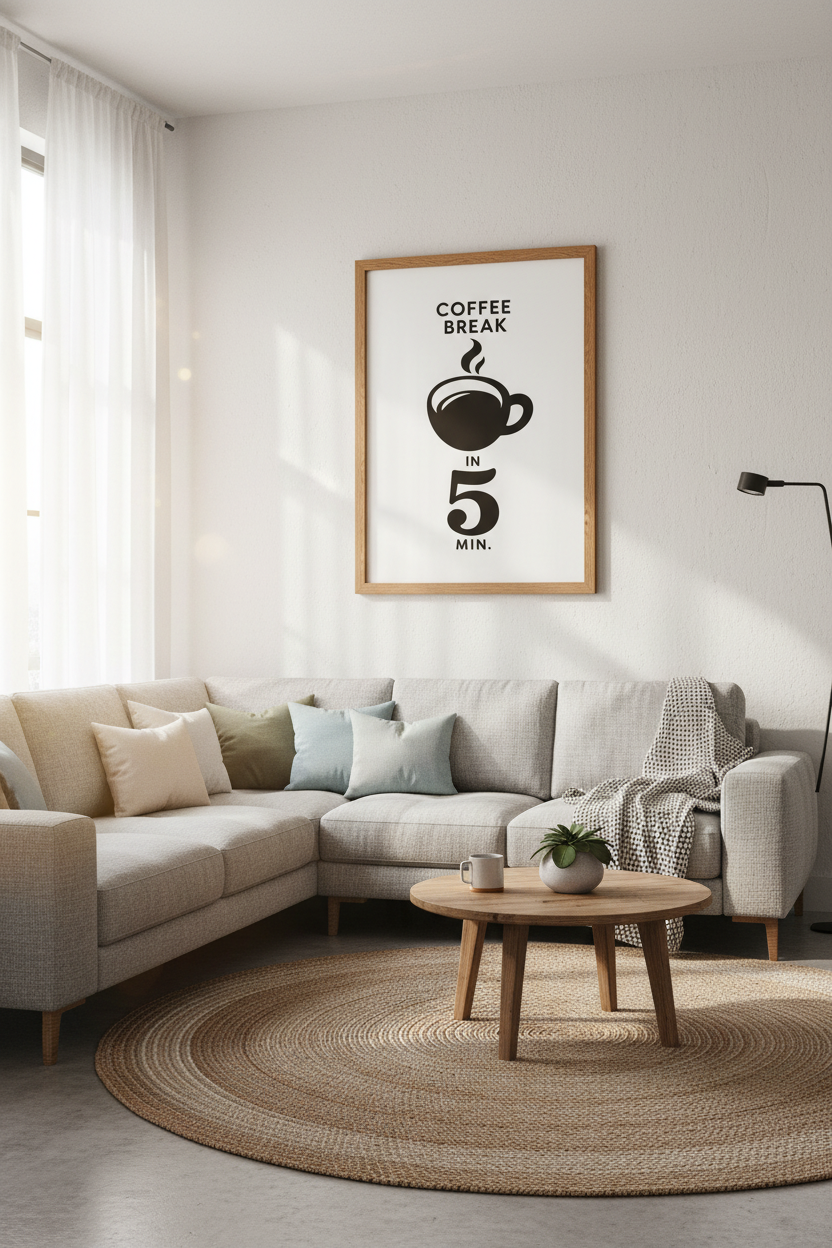 Coffee Break Print | Minimalist Black &amp; White Poster, Kitchen &amp; Office Decor