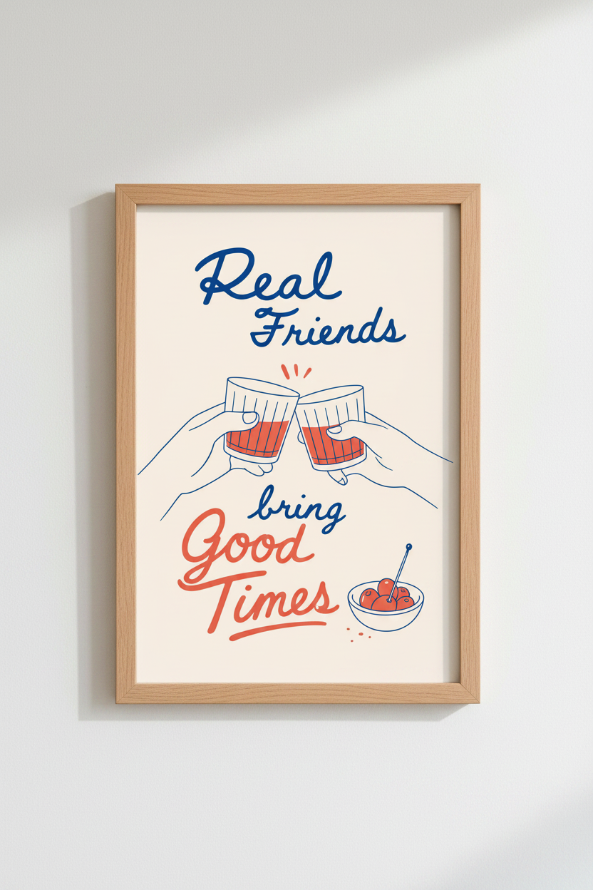 Minimalist Line Art Wall Print | Living Room Decor | Retro Poster