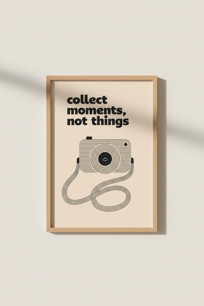Collect Moments Camera Art | Minimalist Retro Poster, Photographer Office Decor