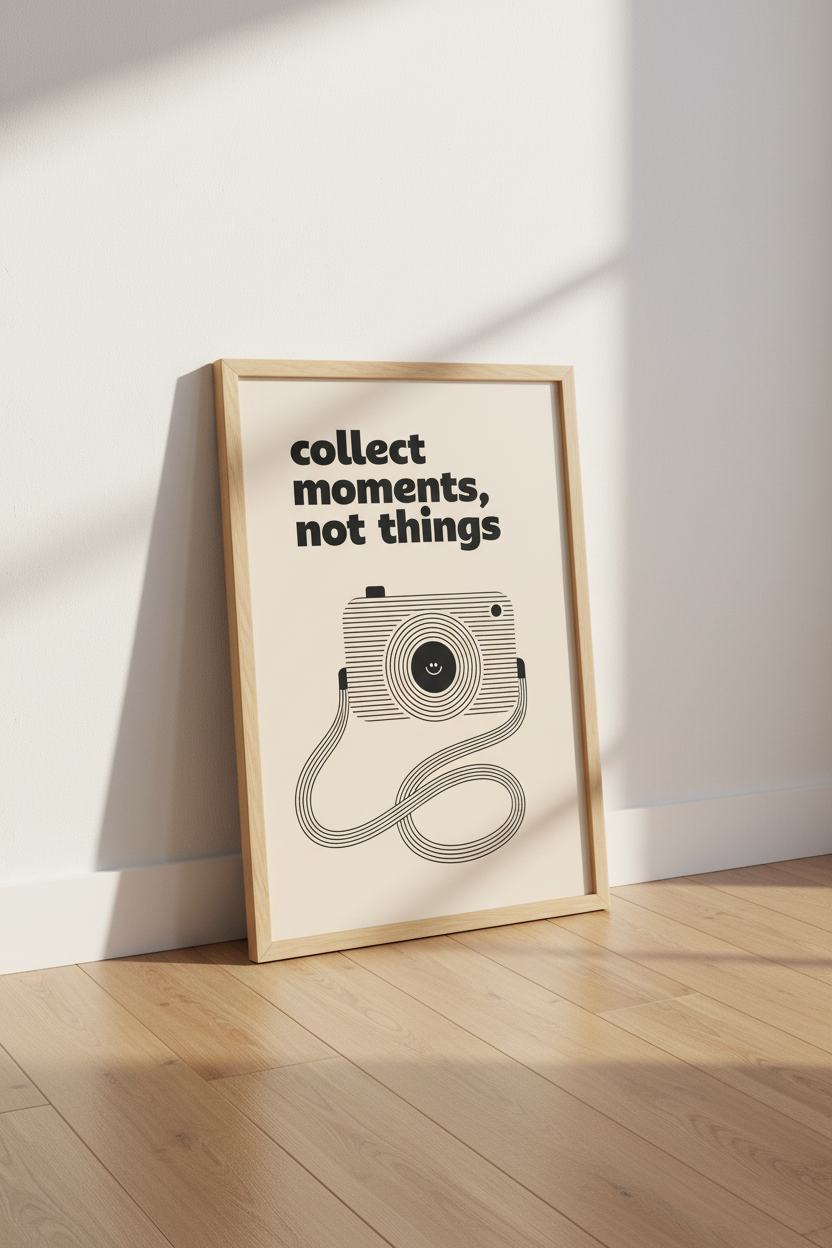 Collect Moments Camera Art | Minimalist Retro Poster, Photographer Office Decor