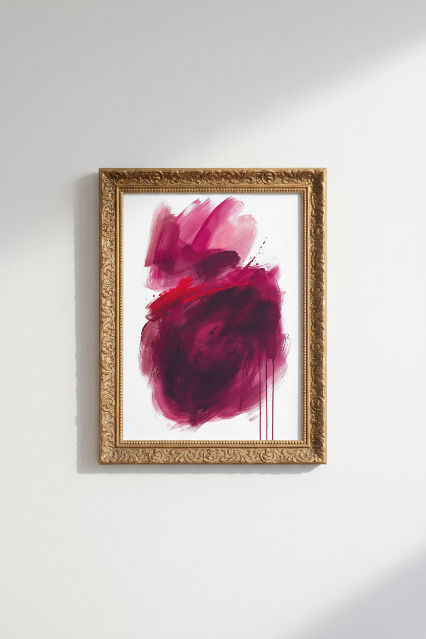 pink abstract art | Bold magenta tones, modern living room decor