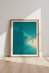 Lighthouse Landscape Wall Art | Teal Coastal Decor | Minimalist Ocean Poster