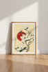 Japanese Magnolia Wall Art | White Floral Red Sun Poster, Zen Bedroom Decor