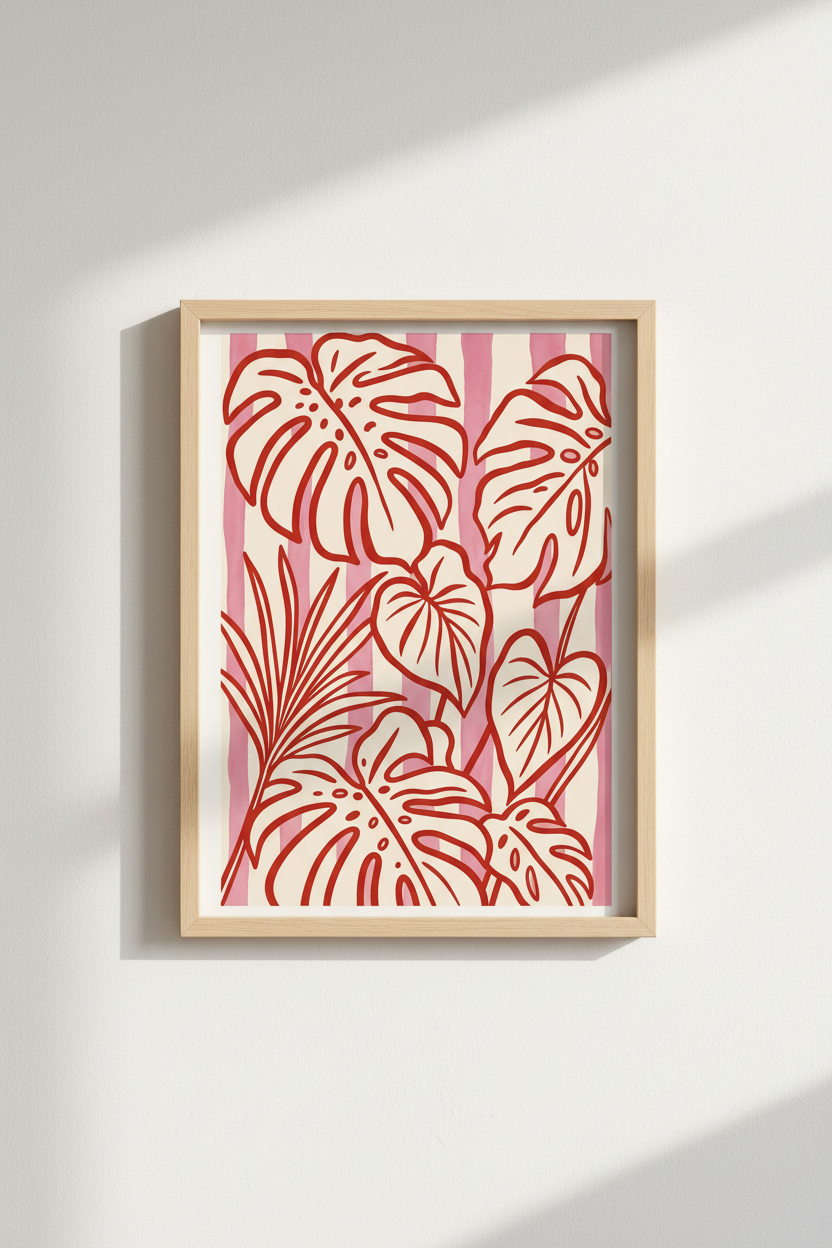 Tropical Leaf Wall Art Print | Living Room Decor | Vibrant Poster