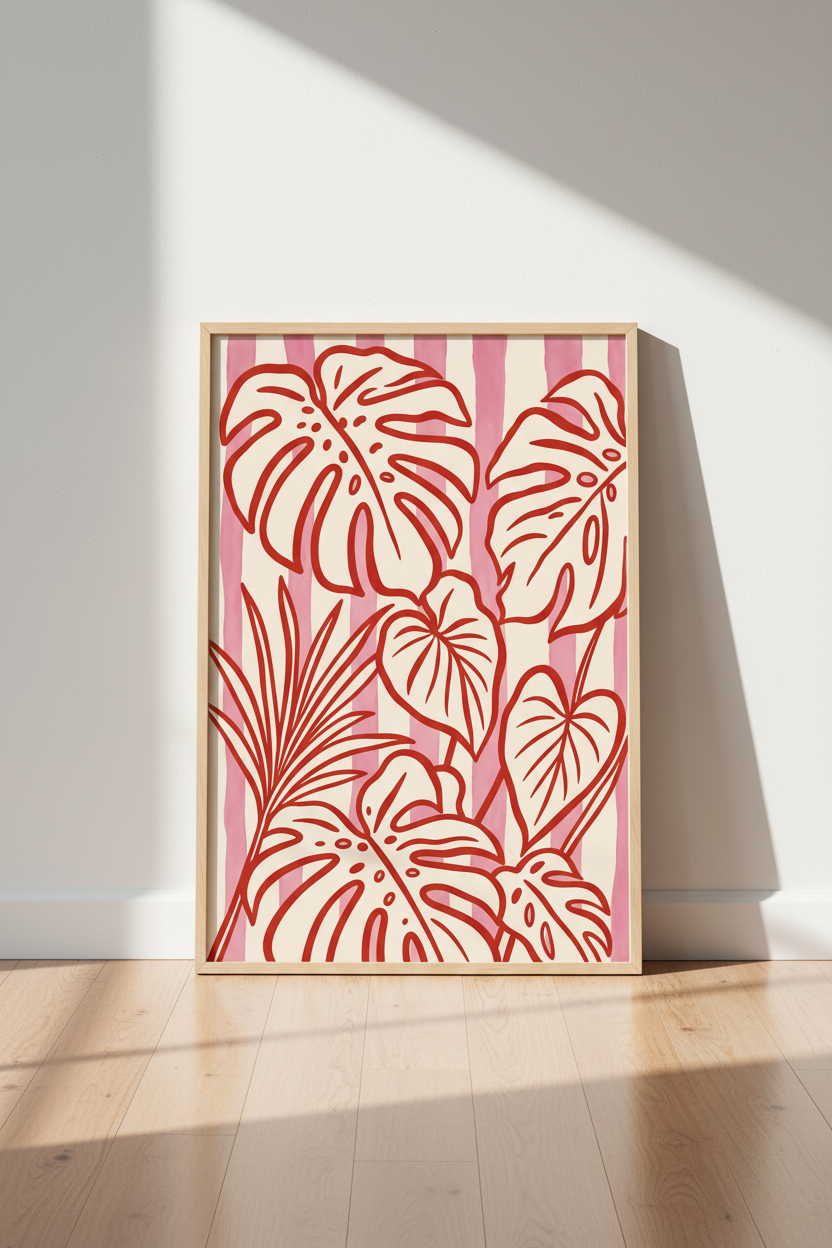 Tropical Leaf Wall Art Print | Living Room Decor | Vibrant Poster