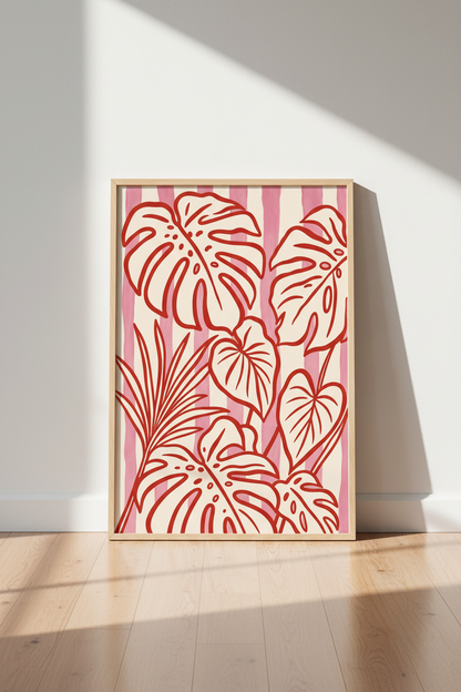 Tropical Leaf Wall Art Print | Living Room Decor | Vibrant Poster