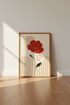 Red Floral Bloom Wall Art Print | Boho Bedroom Decor | Minimalist Poster
