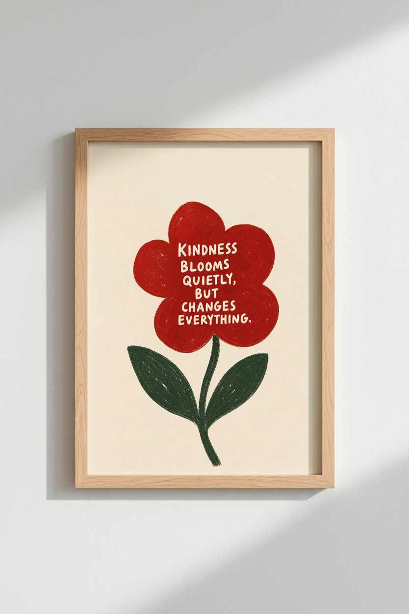kindness wall art print | Vintage floral decor | cozy aesthetic poster