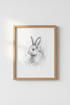Rabbit Pencil Sketch Wall Art | Nursery Decor | Woodland Animal Poster