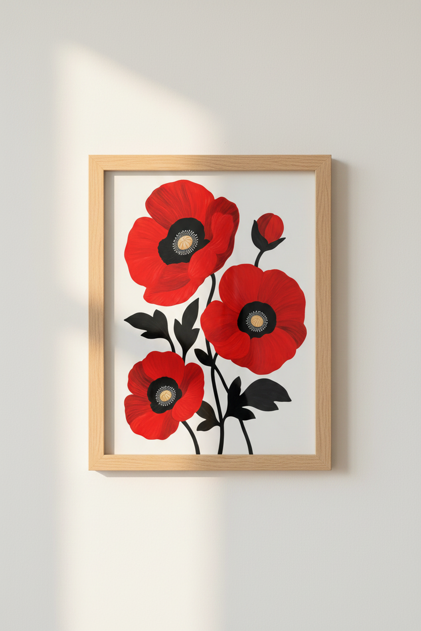 red poppy wall art | Bold Floral Decor, Living Space Accent