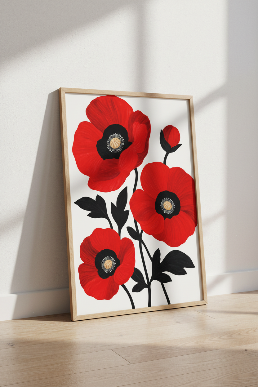 red poppy wall art | Bold Floral Decor, Living Space Accent