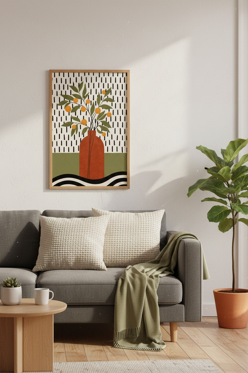 Abstract Botanical Wall Art Print | Living Room Decor | Modern Poster
