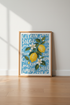 Lemon Citrus Wall Art | French Mediterranean Kitchen Decor | Blue Yellow Poster