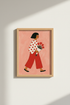 Boho Wall Art Print | Abstract Woman With Bouquet | Living Room Decor | Soft Pink Poster