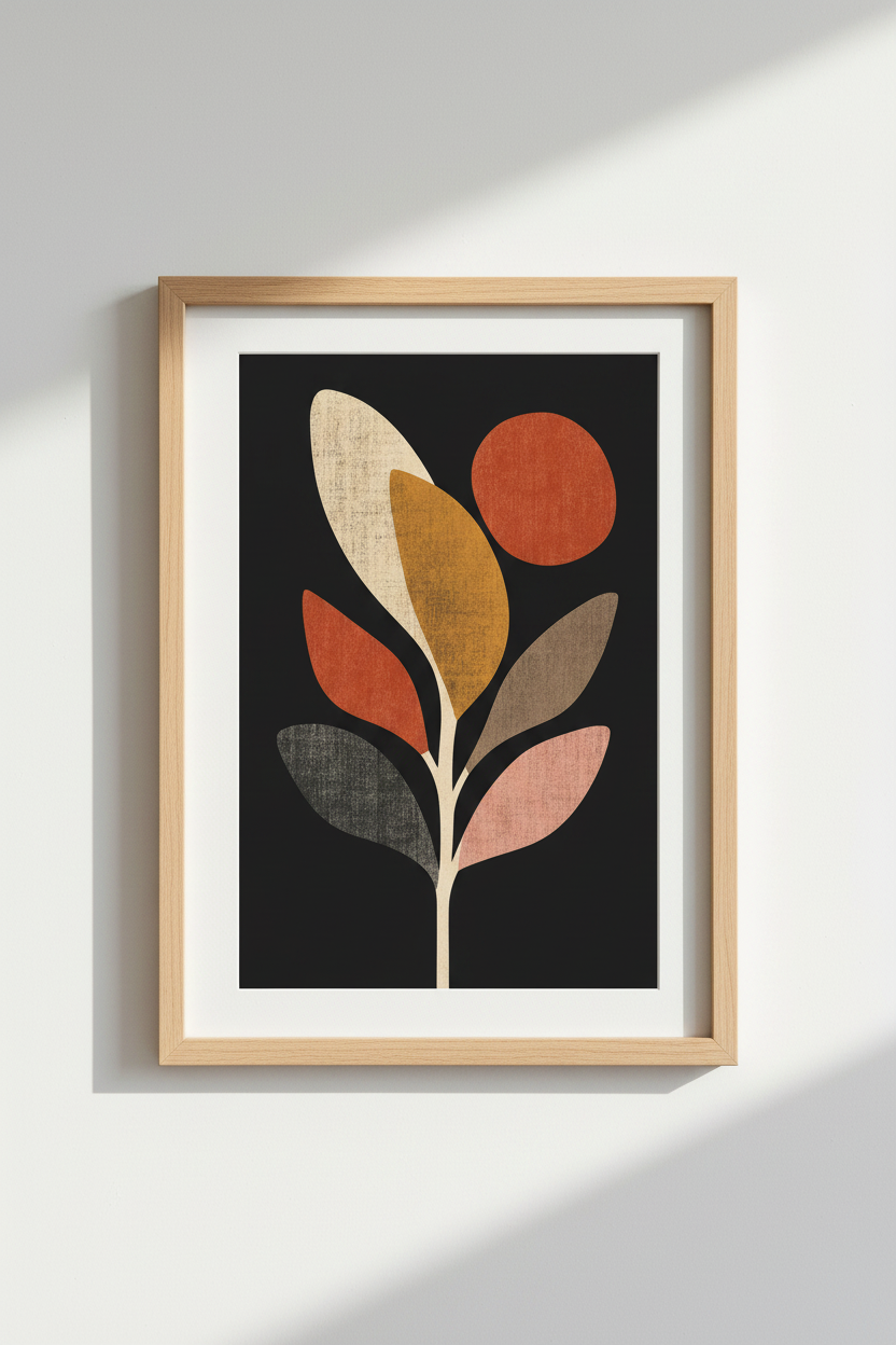 Abstract Leaf Wall Art Print | Living Room Decor | Autumn Minimalist Poster