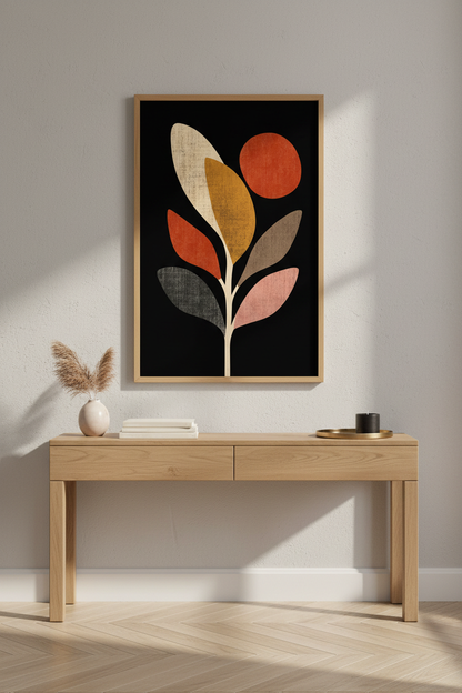 Abstract Leaf Wall Art Print | Living Room Decor | Autumn Minimalist Poster