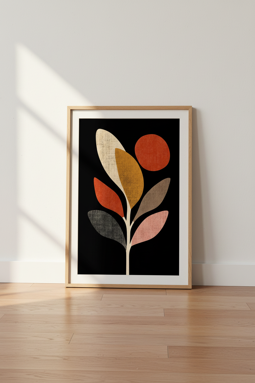 Abstract Leaf Wall Art Print | Living Room Decor | Autumn Minimalist Poster
