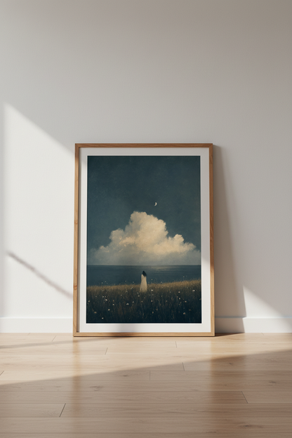 Moody Ocean Landscape Wall Art Print | Bedroom Decor | Dark Academia Poster