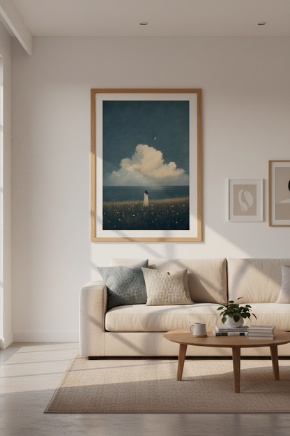 Moody Ocean Landscape Wall Art Print | Bedroom Decor | Dark Academia Poster