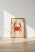 Red Crab Wall Art Print | Coastal Nursery Decor | Japanese Style Poster