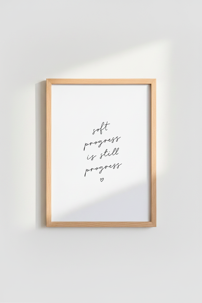 Soft Progress Quote Print | Minimalist Script Typography | Home Office Wall Art