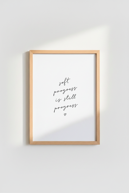 Soft Progress Quote Print | Minimalist Script Typography | Home Office Wall Art