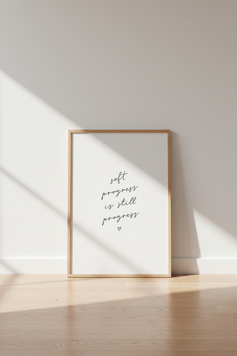 Soft Progress Quote Print | Minimalist Script Typography | Home Office Wall Art