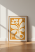 Abstract Flower Vase Wall Art | Mustard Yellow Minimalist Print, Boho Living Room Decor