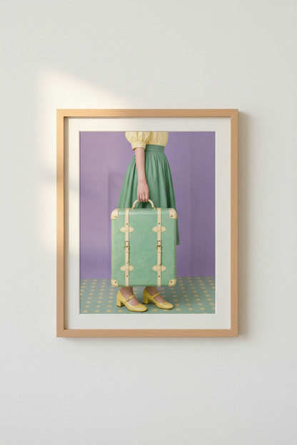Travel Luggage Wall Art Print | Living Room Decor | Pastel Poster